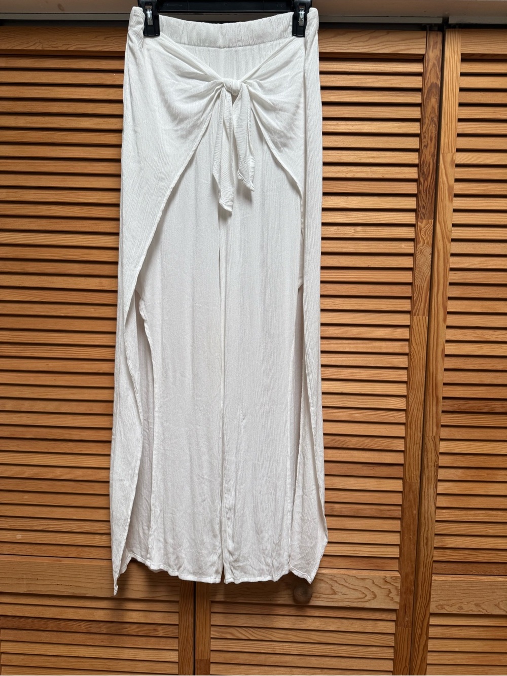 Kona Sol White Tie Front Split Leg Beach Cover Up Pants Size M Coastal Beach